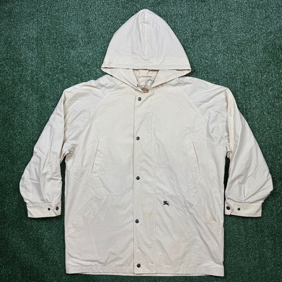 Vintage 90s Burberry Coat Jacket Men's Size XL Brown Hooded - Picture 1 of 13